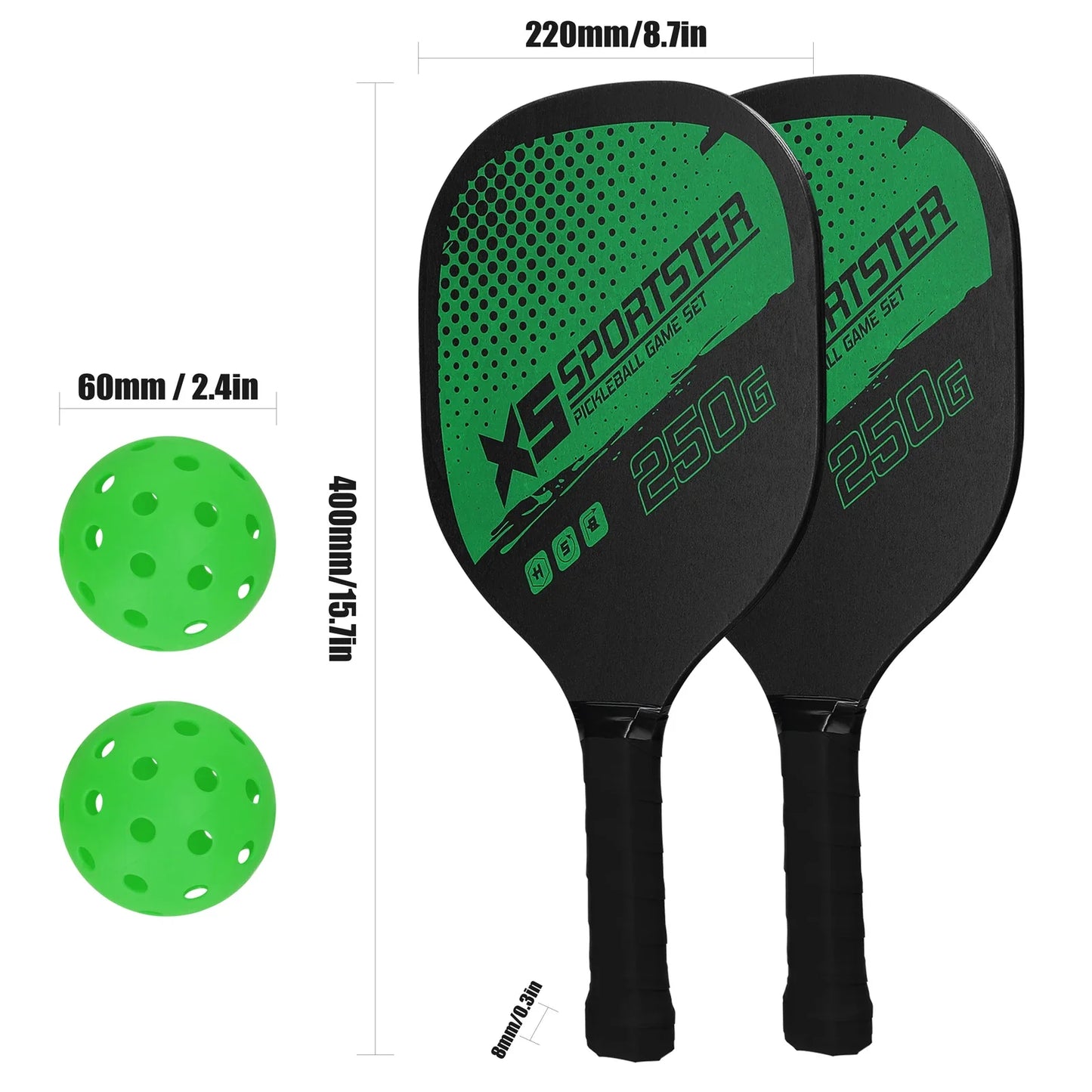 Elite Paddle Set: 2 Rackets & 4 Pickleballs Included