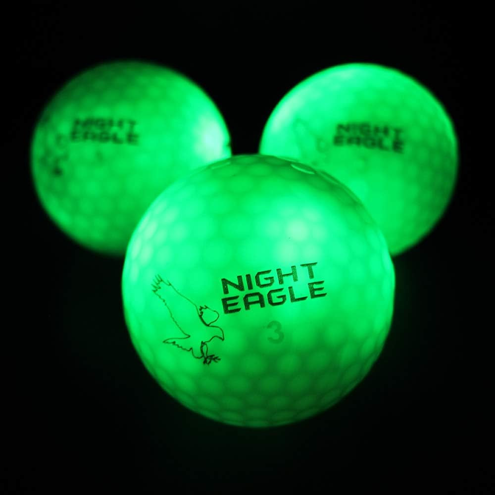 Light up LED Golf Balls (6 Ball Pack) - Professional Glowing Golf Balls with Internal LED Lights (Green)