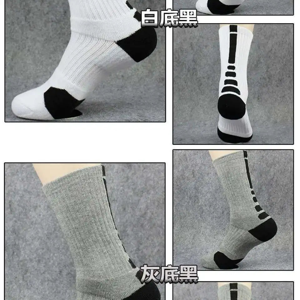 men‘s Fitness Running Bike Cycling Hiking White Black Sport Socks Outdoor Basketball Football Soccer Compression Sock Calcetines
