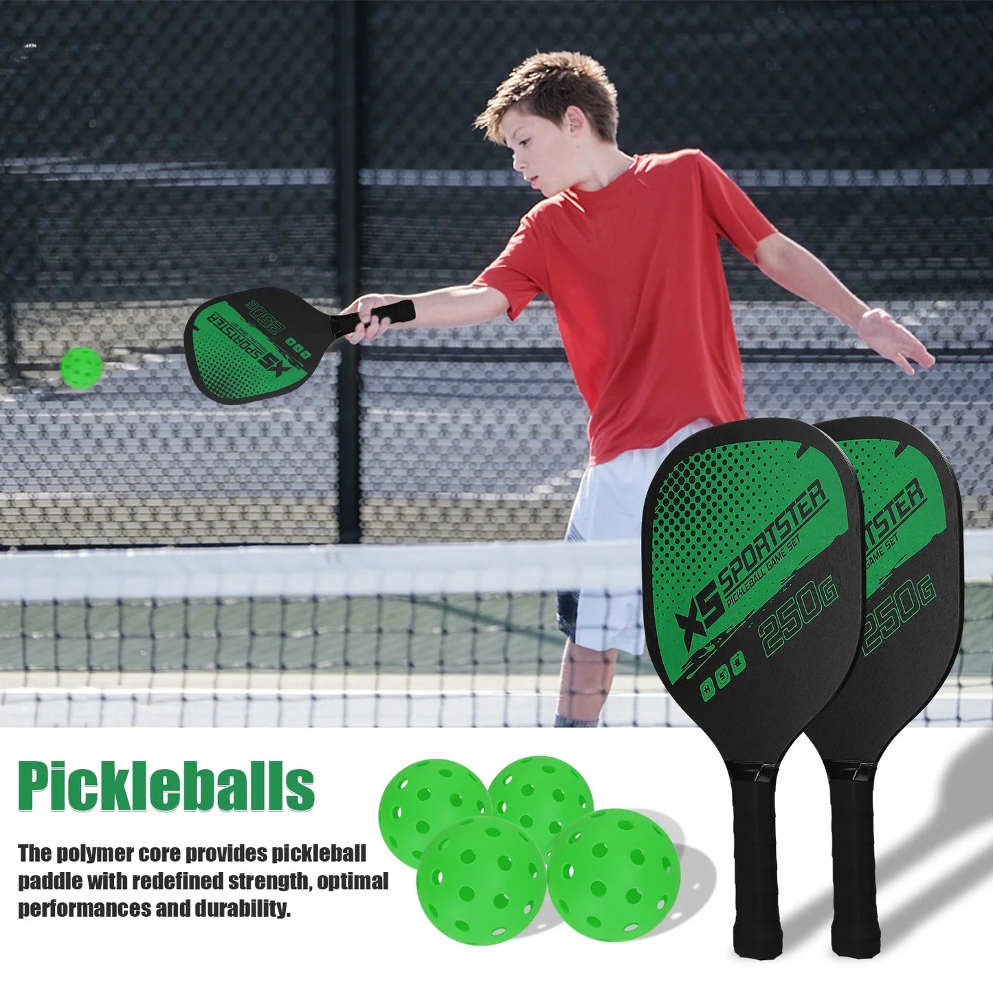 Elite Paddle Set: 2 Rackets & 4 Pickleballs Included