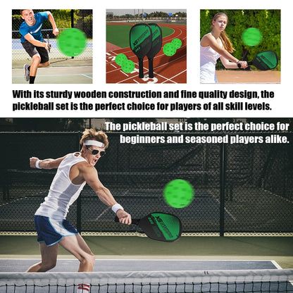 Elite Paddle Set: 2 Rackets & 4 Pickleballs Included