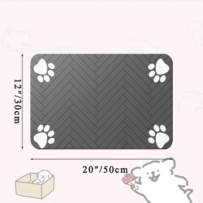 Pet Placemat for Food and Water Bowl, with Waterproof Rubber Backing, Quick Dry Water Mat for Dog Cat