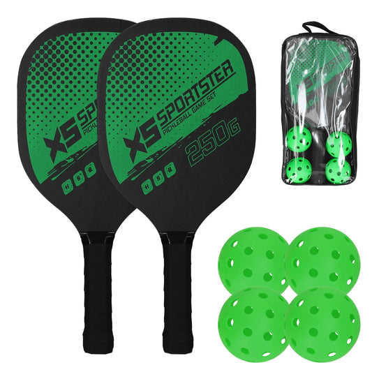 Elite Paddle Set: 2 Rackets & 4 Pickleballs Included