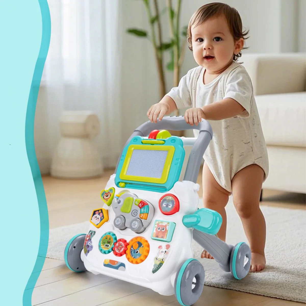 Baby Push Walker – Musical Toddler Learning Walker with Drawing Board